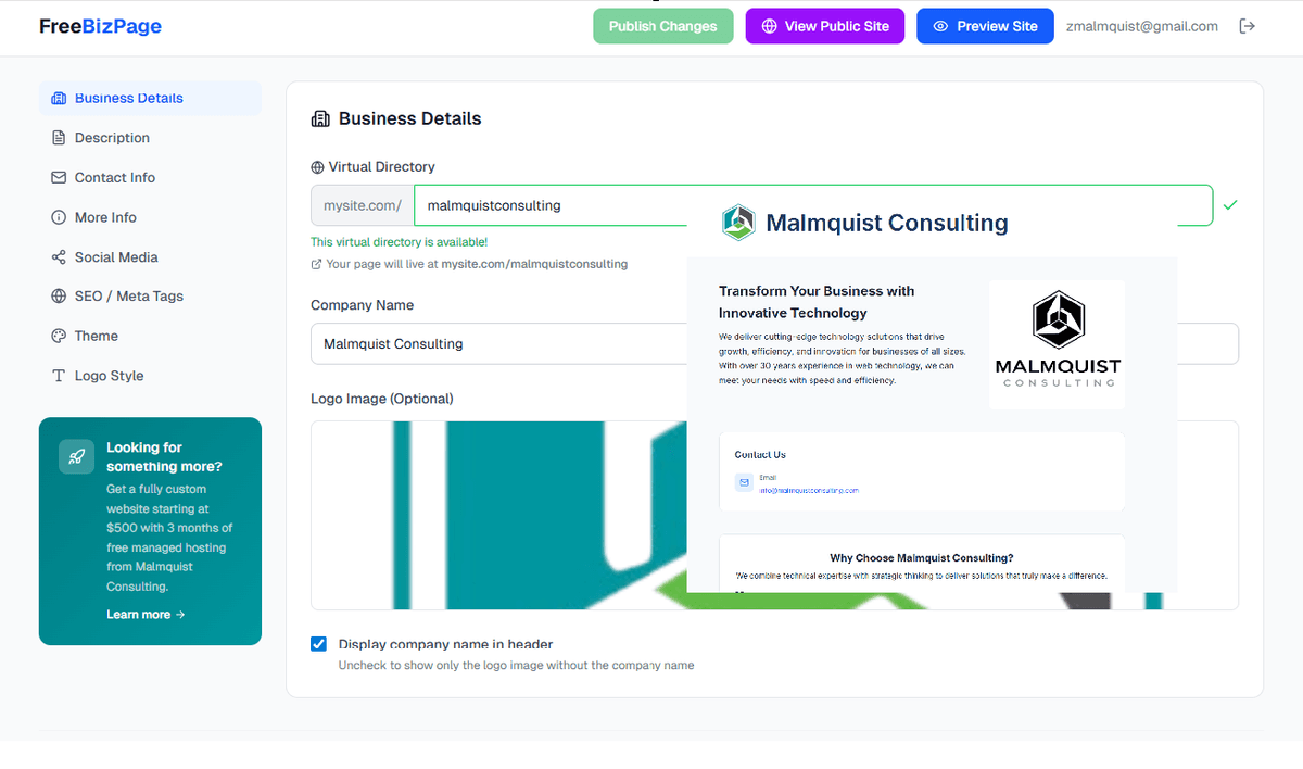 FreeBizPage portfolio